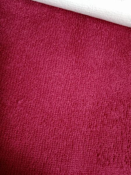 Laminated Maroon Cotton Terry Fabric
