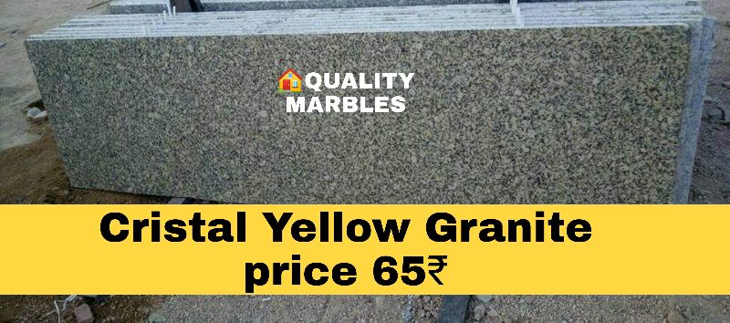 Square Polished Cristal yellow granite, for Hotel, Kitchen, Office, Restaurant, Size : 9×3