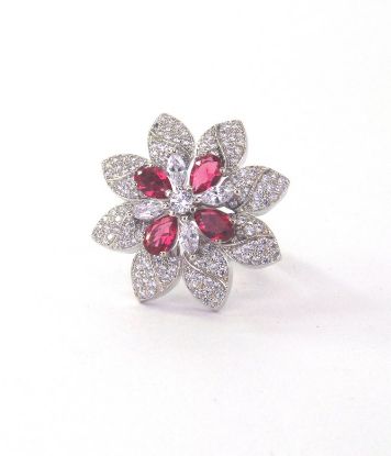 Polished Floral Cz Finger Ring, Packaging Type : Wooden Box