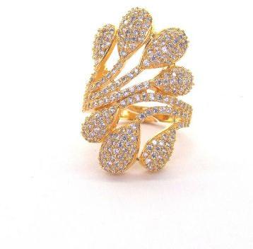 Polished Cubic Zirconia Gold Cz Finger Ring, Packaging Type : Wooden Box