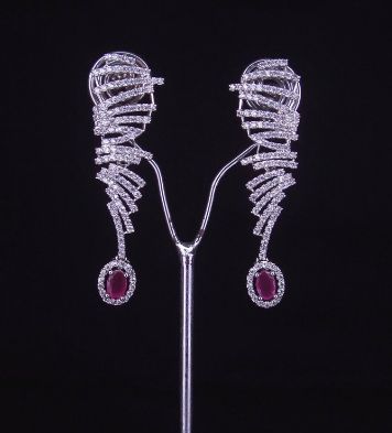 Red Stone Cz Earrings