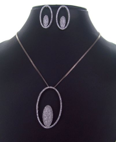 Silver Cz Pendant Set