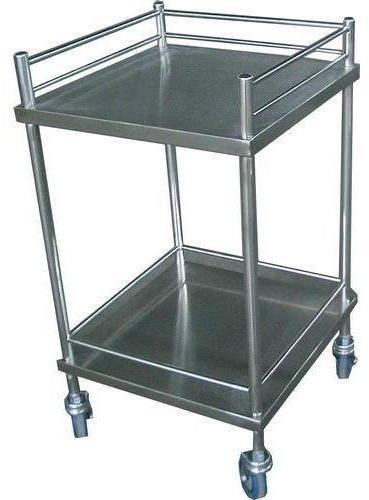 Polished Stainless Steel Hospital Bedside Trolley, Feature : Corrosion Proof, Durable