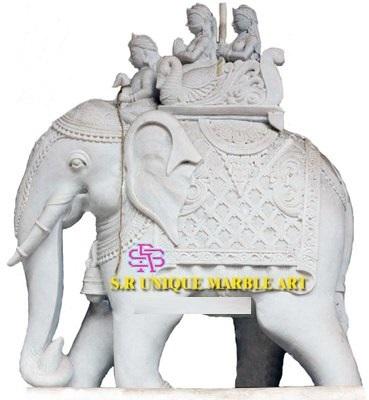 White Marble Elephant Statue