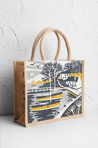 Danial Brothers Jute Shopping Bags, Pattern : Printed