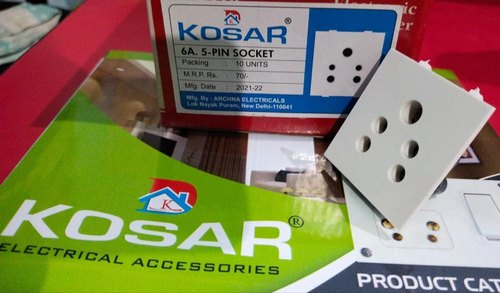 Kosar PC 5 Pin Socket, Color : White
