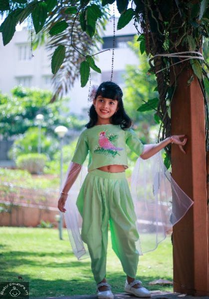 Girls Cockatoo Dhoti Set