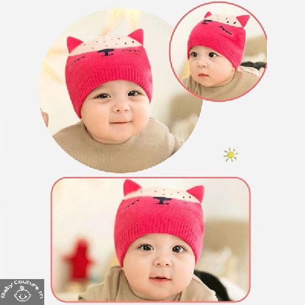 Kitty Designed Woolen Cap, Style : Knitted