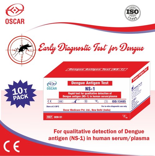 Oscar Dengue Antigen Test Kit, for Clinical, Home Purpose, Color : White Cassette