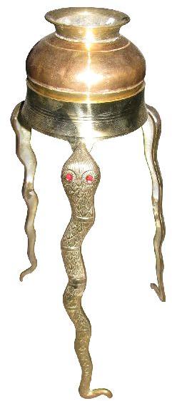 Abhishek Copper Pot With Tripod Brass Stand 15 Inches 918 Grams A4907-04
