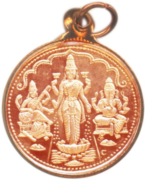 Lakshmi Saraswathi Ganapathi Copper Pendant 1 Inch 5 Grams – S430438-02