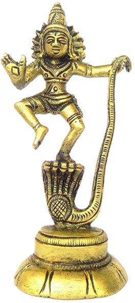 Krishna dancing kaliya naga brass idol, for Shiny