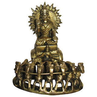 Sun Graha (Ravi) Sun Vahana Chariot drawn by Seven Horses Brass Idol 1864Grams - A5506