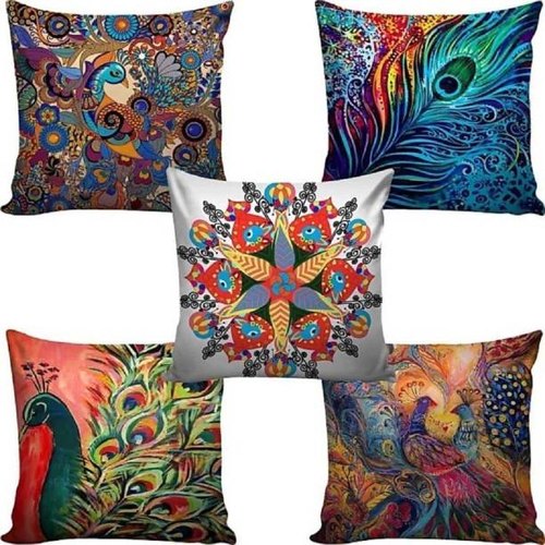 ARA Polyester Cushion Covers, for Home, Office, Pattern : Printed