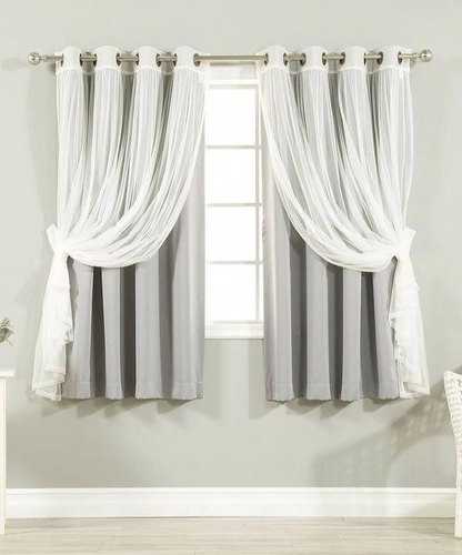 ARA Polyester Plain window curtains, Color : White
