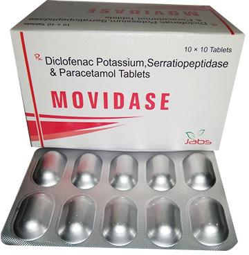 Diclofenac Potassium Serratiopeptidase and Paracetamol Tablets