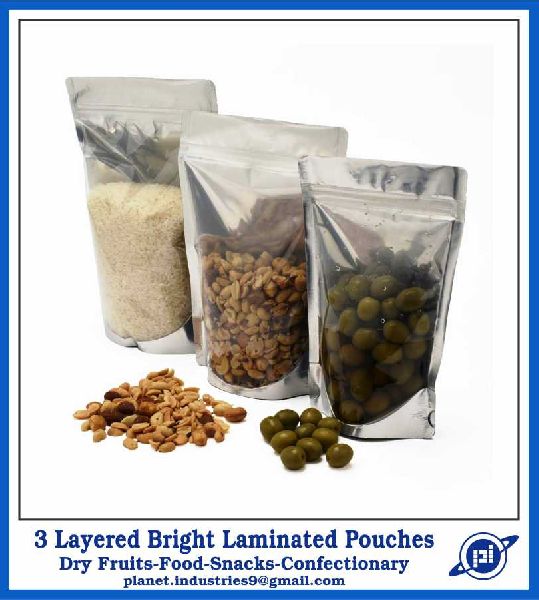 3 Layer Bright Laminated Pouch, Size : 16x12inch, 16x14inch
