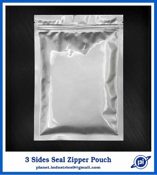 3 Side Seal Zipper Pouch, for Packaging, Feature : Easy To Carry, Good Quality, Light Weight