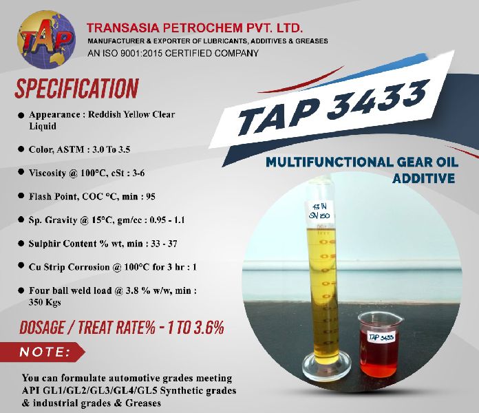 Gear Oil Additive TAP 3433, for Lubrication