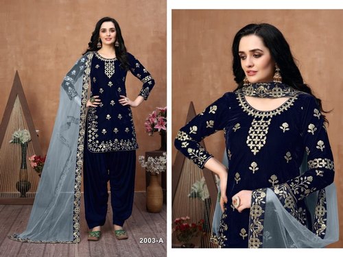 Velvet Patiyala Suit, Occasion : Party Wear