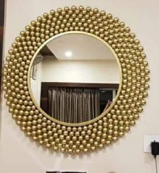 Powder Coated Golden Wall Mirror, for Household, Hotels, Length : 20 Inch