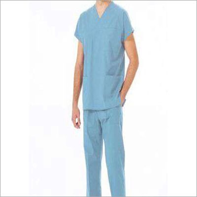 Plain Round Neck Stitched Patient Uniform, Color : Blue, White