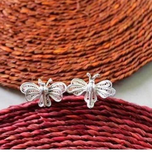 Advaita Handicrafts Polished Plain Silver Butterfly Earrings, Style : Antique