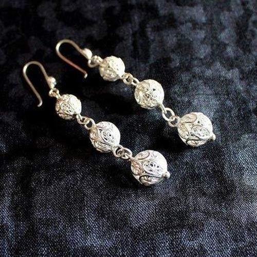 Advaita Handicrafts 40gm Polished Silver Globe Dangle Earrings, Occasion : Anniversary