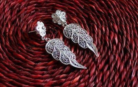 Silver Leaf and Flower Earrings