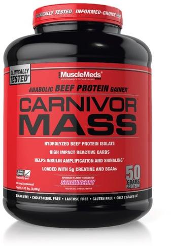 Strawberry Carnivor Mass Protein Gainer, Packaging Size : 5.95 Lbs ( 2, 698 Gm )