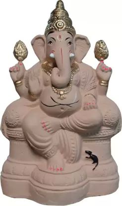 12 Inch Clay Colored Ganesha Statue, for Home Decor