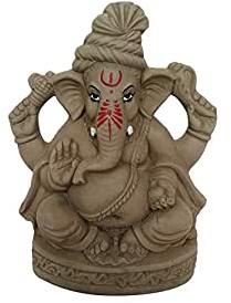 15 Inch Clay Colored Ganesha Statue, for Home Decor