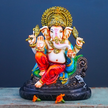 18 Inch POP Colored Ganesha Statue, for Home Decor, Color : Multicolored