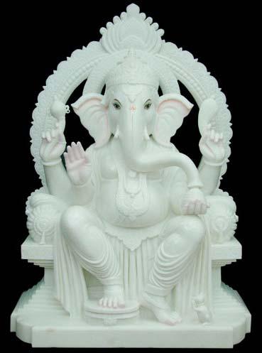 18 Inch POP Ganesha Statue, for Home Decor, Color : White