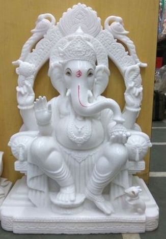 24 Inch POP Ganesha Statue, for Home Decor, Color : White