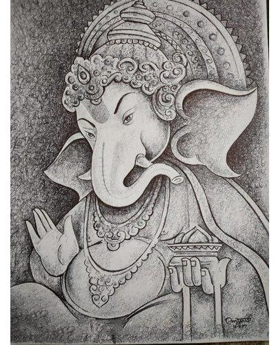 30 Inch A4 Paper Ganesha Painting