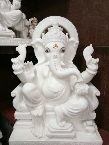 30 Inch POP Ganesha Statue, for Home Decor, Color : White
