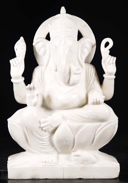 6 Inch POP Ganesha Statue, for Home Decor, Color : White