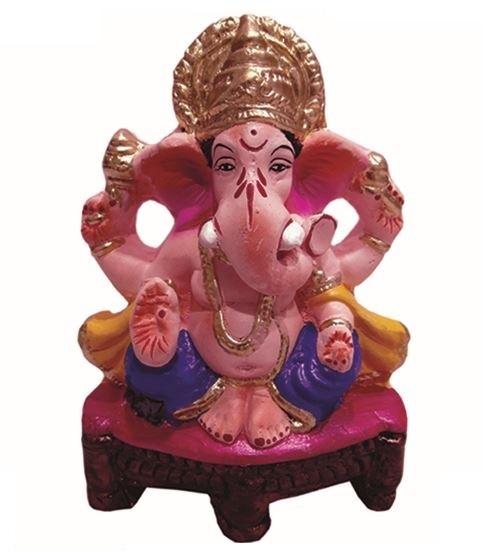 8 Inch Clay Ganesha Statue, for Home Decor