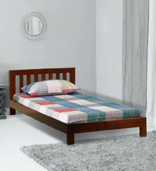 Polished Wooden Single Bed, Pattern : Plain