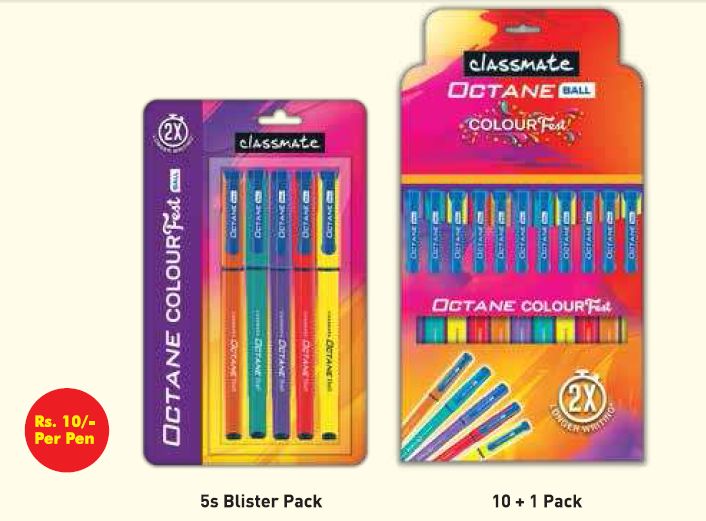 Classmate Octane Colourfest Ball Pen, for Promotional Gifting, Writing, Style : Comomon