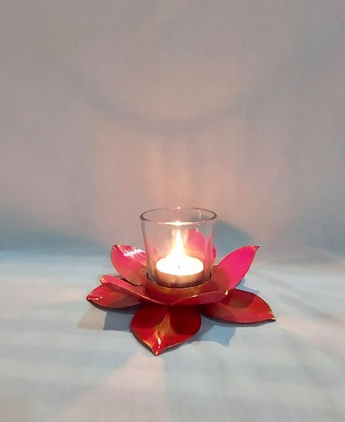 Pink Lotus Tea Light Holder, for Home Decoration