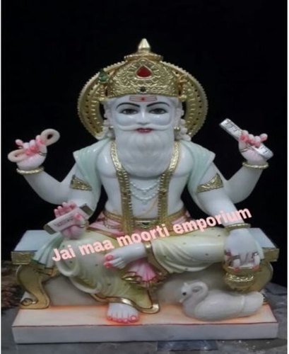 Painted Marble Lord Vishwakarma Statue, Color : White