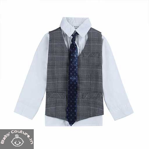 Boy Tie and Vest Set, Occasion : Casual/Party