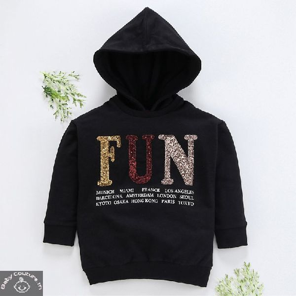 100% cotton Boys Full Sleeved Hood, Color : Black