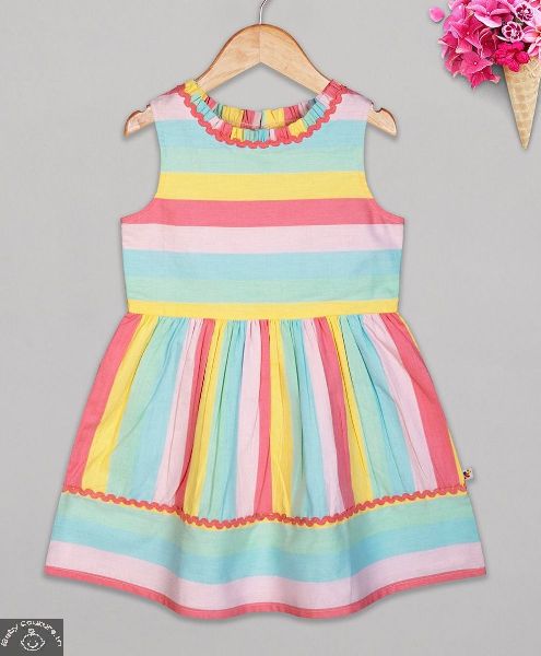 Cotton Poplin Infants Dress, Color : Mutli-Color