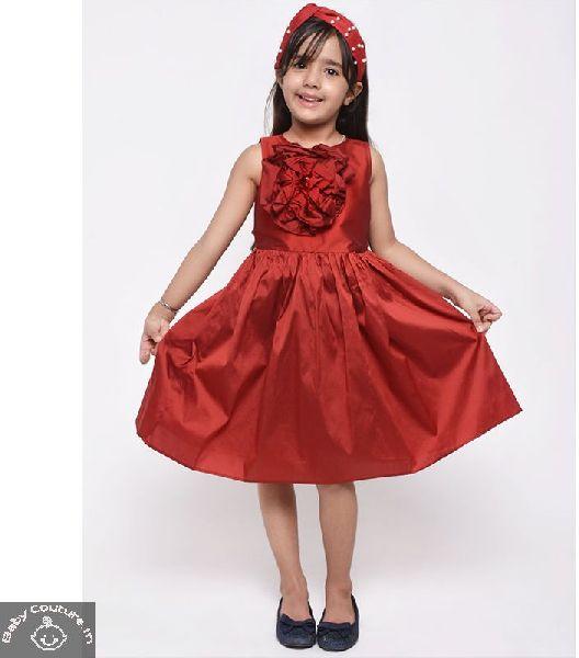 Jelly Jones Silk Knee-length Sleeveless Dress, Color : Red