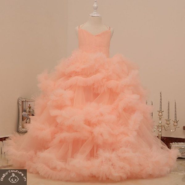 Peach Fluffy Princess Gown