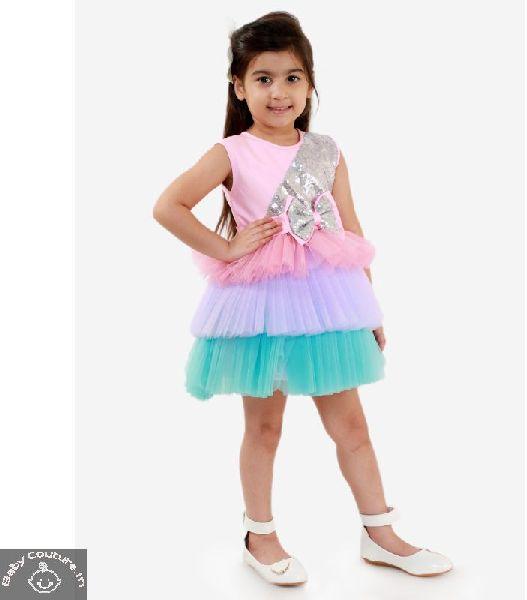 Tricolor Glittery Party Dress