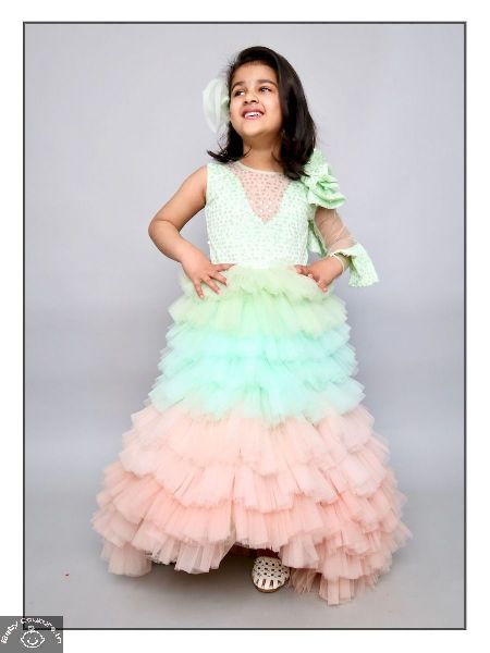 Tricolor Popsicles Girls Party Dress